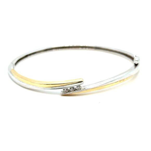 Jewelry - 10K Two-Tone Gold Diamond Bangle Bracelet